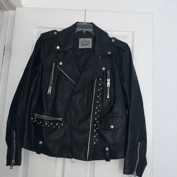 Black faux leather jacket - Picture 1 of 6